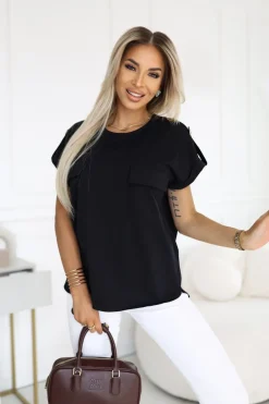 CandyTM BLUZKA BAWEŁNIANA ASYMETRYCZNA CARGO CZARNA