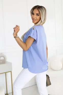 CandyTM BLUZKA BAWEŁNIANA ASYMETRYCZNA CARGO NIEBIESKA