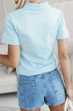 CandyTM BLUZKA BAWEŁNIANA POLO Z KOŁNIERZYKIEM NIEBIESKA