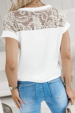 CandyTM BLUZKA BAWEŁNIANA Z KORONKĄ BOHO ECRU