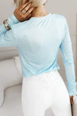 CandyTM BLUZKA CLARK Z DEKOLTEM W SEREK MONOGRAM BŁĘKITNA