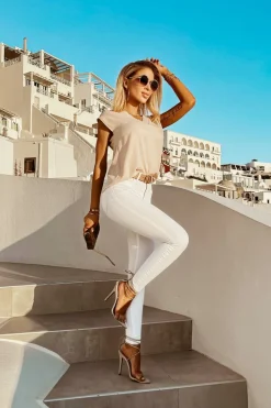 CandyTM BLUZKA CLASSIC Z DEKOLTEM W SEREK BEŻOWA