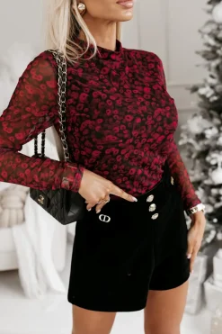 CandyTM BLUZKA COCO Z PÓŁGOLFEM CZARNO-BORDOWA