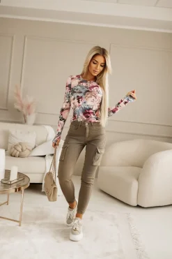 CandyTM SPODNIE JEANSOWE TYPU CARGO BOJÓWKI MOKKA