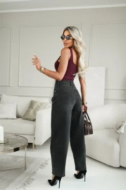 CandyTM TOP BASIC Z DEKOLTEM KARO BURGUNDOWY