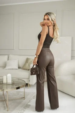 CandyTM TOP BASIC Z DEKOLTEM KARO CZEKOLADOWY