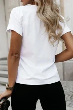 CandyTM T-SHIRT BAWEŁNIANY KWIAT BIAŁY