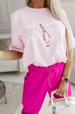 CandyTM T-SHIRT BAWEŁNIANY MOET PUDROWY RÓŻ