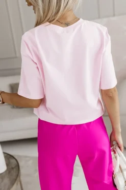 CandyTM T-SHIRT BAWEŁNIANY MOET PUDROWY RÓŻ