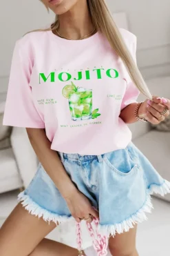 CandyTM T-SHIRT BAWEŁNIANY MOJITO PUDROWY RÓŻ