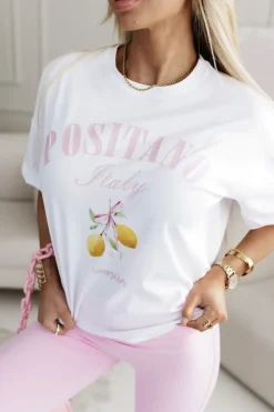 CandyTM T-SHIRT BAWEŁNIANY POSITIANO ITALY BIAŁY