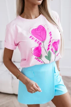 CandyTM T-SHIRT BAWEŁNIANY ROSES RÓŻOWY