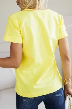 CandyTM T-SHIRT BAWEŁNIANY ROSES ŻÓŁTY