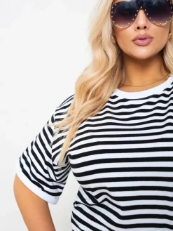 CandyTM T-SHIRT BAWEŁNIANY W PASKI BIAŁO-CZARNE