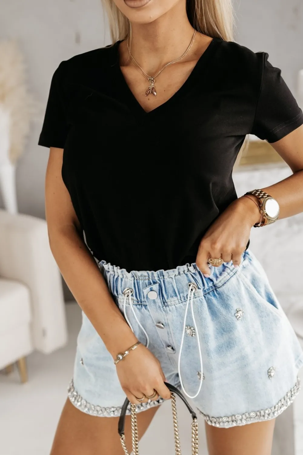 CandyTM T-SHIRT BAWEŁNIANY W SEREK EDAN CZARNY