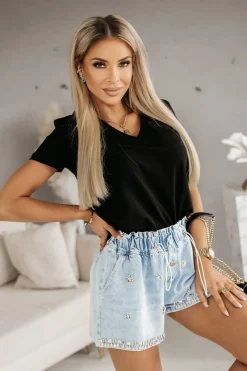 CandyTM T-SHIRT BAWEŁNIANY W SEREK EDAN CZARNY