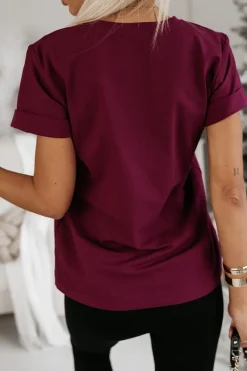 CandyTM T-SHIRT BAWEŁNIANY ŚWIĄTECZNY PIESEK BURGUNDOWY