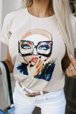 CandyTM T-SHIRT BAWEŁNIANY WOMAN BEŻOWY