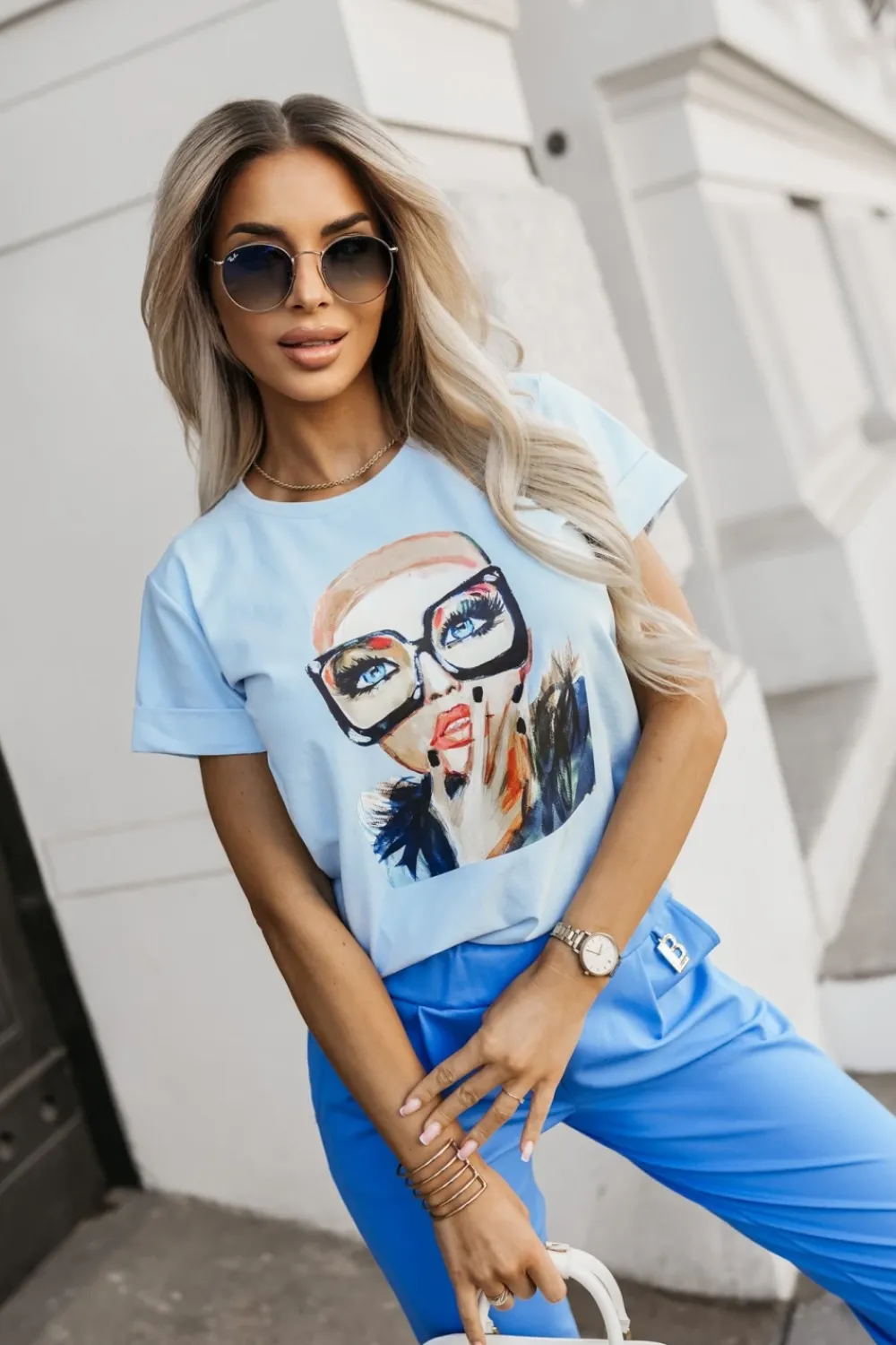 CandyTM T-SHIRT BAWEŁNIANY WOMAN BŁĘKITNY