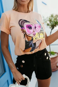 CandyTM T-SHIRT BAWEŁNIANY WOMAN PARIS MORELOWY