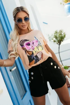 CandyTM T-SHIRT BAWEŁNIANY WOMAN PARIS MORELOWY