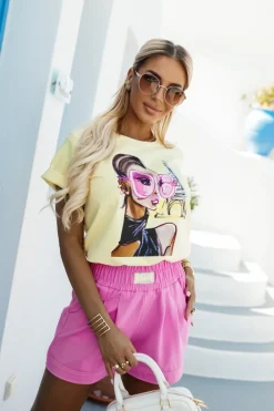 CandyTM T-SHIRT BAWEŁNIANY WOMAN PARIS ŻÓŁTY