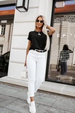 CandyTM T-SHIRT BAWEŁNIANY Z MINIMALISTYCZNYM NADRUKIEM CZARNY