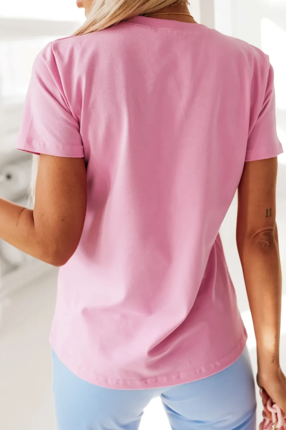 CandyTM T-SHIRT BAWEŁNIANY Z MISIEM I NAPISEM LOVE RÓŻOWY