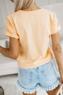 CandyTM T-SHIRT BAWEŁNIANY Z NADRUKIEM PIESEK W OKULARACH MORELOWY