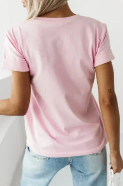 CandyTM T-SHIRT BAWEŁNIANY Z NADRUKIEM YORK TERRIER RÓŻOWY