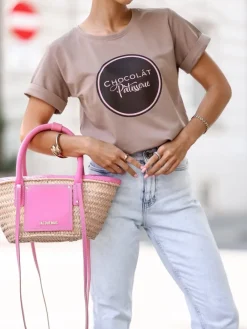 CandyTM T-SHIRT BAWEŁNIANY Z NADRUKIEM CHOCALAT MOKKA