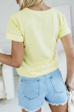 CandyTM T-SHIRT BAWEŁNIANY Z NADRUKIEM LAMA W CZAPCE ŻÓŁTY