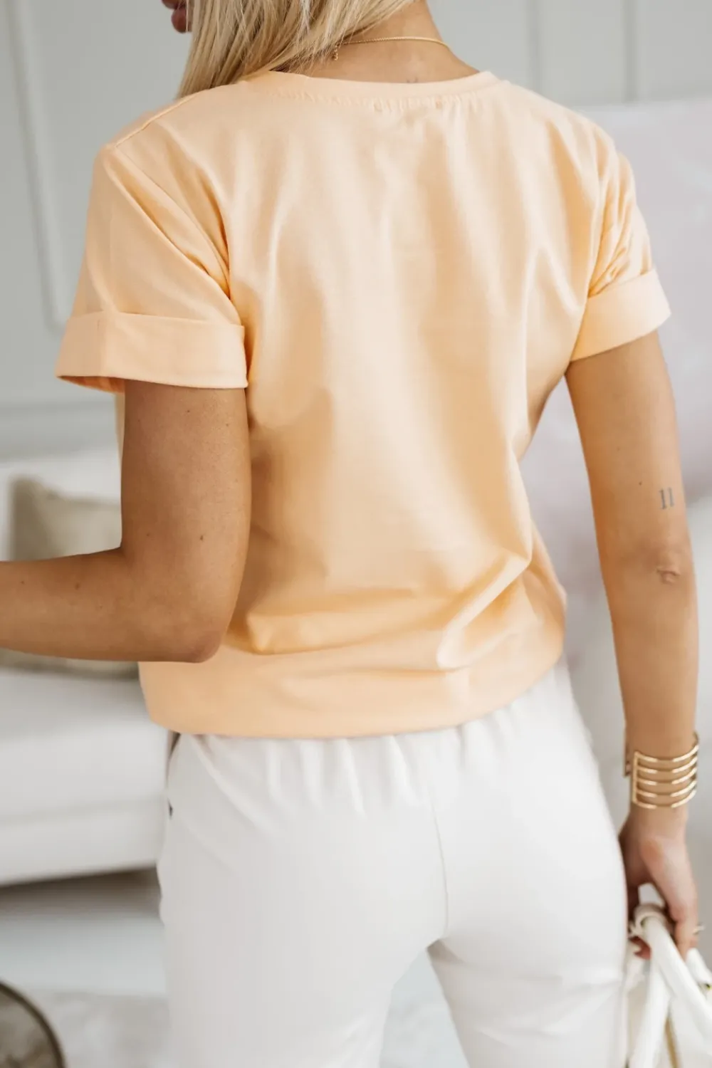 CandyTM T-SHIRT BAWEŁNIANY Z NADRUKIEM KOTEK W OKULARACH MORELOWY