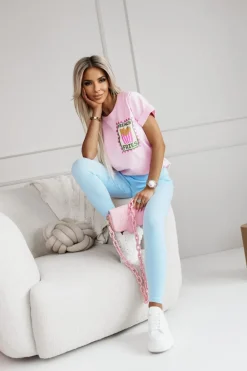 CandyTM T-SHIRT BAWEŁNIANY Z NADRUKIEM FRENCH FRIES RÓŻOWY