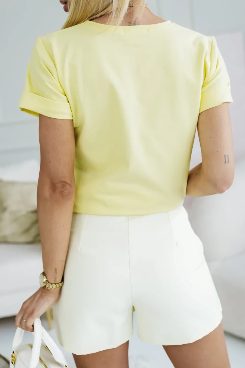 CandyTM T-SHIRT BAWEŁNIANY Z NADRUKIEM KOTEK W OKULARACH ŻÓŁTY