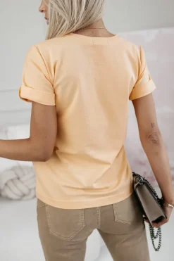 CandyTM T-SHIRT BAWEŁNIANY Z NADRUKIEM FRENCH FRIES MORELOWY