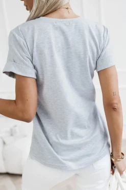 CandyTM T-SHIRT BAWEŁNIANY Z NADRUKIEM YORK TERRIER SZARY