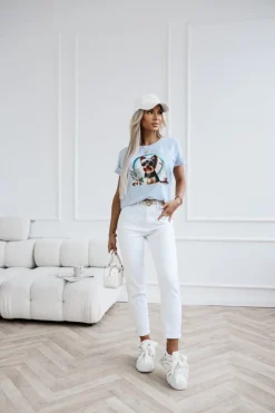 CandyTM T-SHIRT BAWEŁNIANY Z NADRUKIEM YORK TERRIER SZARY