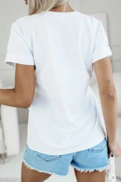 CandyTM T-SHIRT BAWEŁNIANY Z NADRUKIEM LAMA W CZAPCE BIAŁA