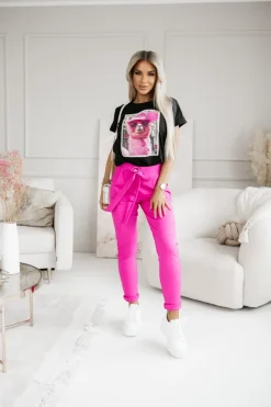 CandyTM T-SHIRT BAWEŁNIANY Z NADRUKIEM LAMA W CZAPCE CZARNY