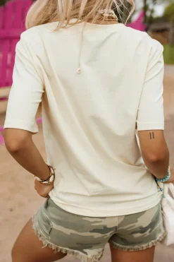 CandyTM T-SHIRT BAWEŁNIANY Z NAPISEM EVERYTHING IS A CHOICE BEŻOWY