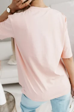 CandyTM T-SHIRT BAWEŁNIANY Z NAPISEM MORE AMOR POR FAVOR MORELOWY