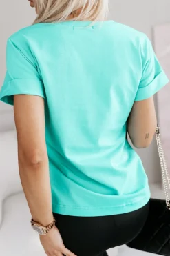 CandyTM T-SHIRT BAWEŁNIANY Z PIESKIEM TURKUSOWY