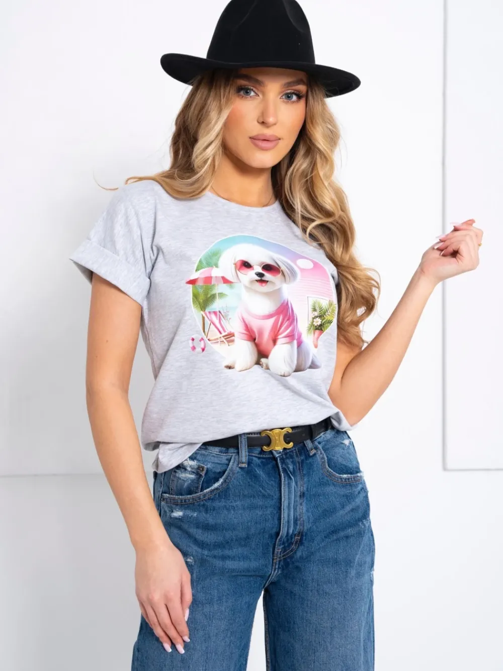 CandyTM T-SHIRT BAWEŁNIANY Z PIESKIEM SZARY