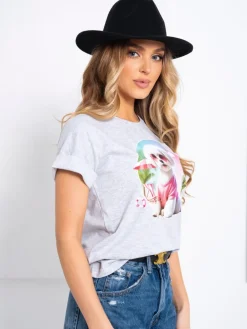 CandyTM T-SHIRT BAWEŁNIANY Z PIESKIEM SZARY