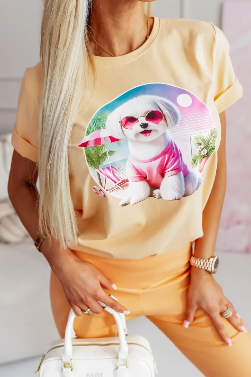 CandyTM T-SHIRT BAWEŁNIANY Z PIESKIEM MORELOWY