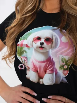 CandyTM T-SHIRT BAWEŁNIANY Z PIESKIEM CZARNY