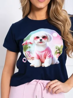 CandyTM T-SHIRT BAWEŁNIANY Z PIESKIEM GRANATOWY