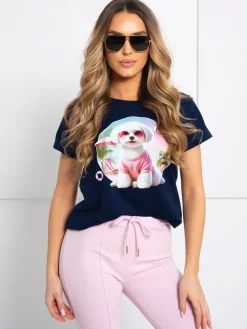 CandyTM T-SHIRT BAWEŁNIANY Z PIESKIEM GRANATOWY