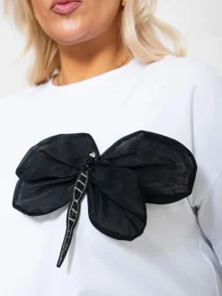 CandyTM T-SHIRT BAWEŁNIANY Z PRZYSZYTĄ WAŻKĄ BIAŁY